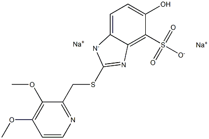 sodium 2-(((3,4-dimethoxypyridin-2-yl)methyl)thio)-5- hydroxy-4-sulfonatobenzo[d]imidazol-1-ide Structure