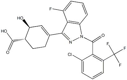 (1S,2S)-4-(1-(2-chloro-6-(trifluoromethyl)benzoyl)-4-fluoro-1H-indazol-3-yl)-2-hydroxycyclohex-3-enecarboxylic acid,,结构式