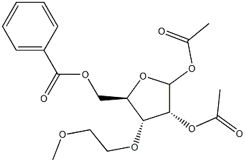 1,2-Di-O-acetyl-5-O-benzoyl-3-O-(2-methoxyethyl)-D-ribofuranose Struktur