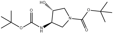 (3R,4R)-tert-butyl 3-(tert-butoxycarbonyl)-4-hydroxypyrrolidine-1-carboxylate,429673-85-8,结构式