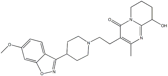 9-hydroxy-3-(2-(4-(6-methoxybenzo[d]isoxazol-3-yl)piperidin-1-yl)ethyl)-2-methyl-6,7,8,9-tetrahydropyrido[1,2-a]pyrimidin-4-one Structure