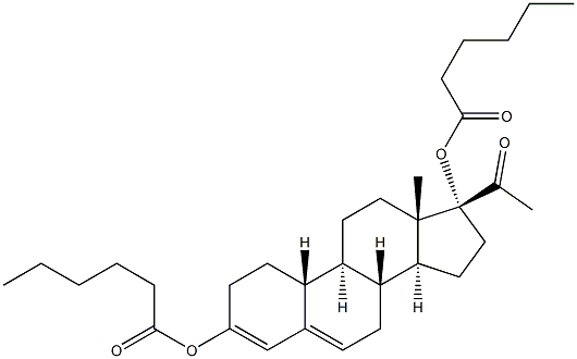 3,17-Dihydroxy-19-norpregna-3,5-dien-20-one Dihexanoate Structure