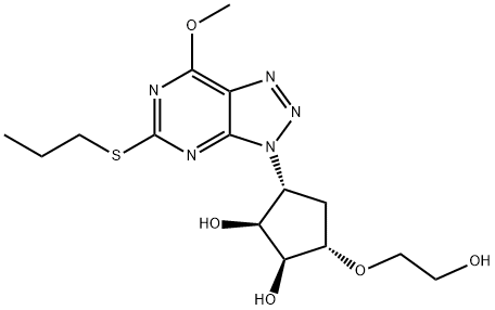 (1S,2S,3S,5R)-3-(2-Hydroxyethoxy)-5-[7-methoxy-5-(propylthio)-3H-1,2,3-triazolo[4,5-d]pyrimidin-3-yl]-1,2-cyclopentanediol, 2024557-22-8, 结构式