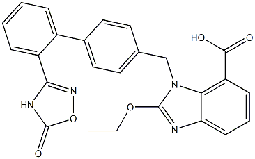 2-Ethoxy-1-((2'-(5-oxo-4,5-dihydro-1,2,4-oxadiazol-3-yl)biphenyl-4-yl)methyl)- 1H-benzimidazole-7-carboxylic acid Structure