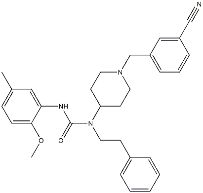 N-[1-(3-CYANOBENZYL)PIPERIDIN-4-YL]-N'-(2-METHOXY-5-METHYLPHENYL)-N-(2-PHENYLETHYL)UREA Struktur