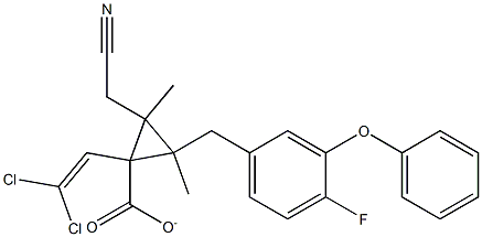 氰基-(4-氟-3-苯氧苄基)-甲基-(2,2-二氯乙烯基)-2,2-二甲基环丙烷羧酸酯, , 结构式