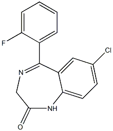 (E)-7-Chloro-5-(2-fluorophenyl)-1H-benzo[e][1,4]diazepin-2(3H)-one,,结构式