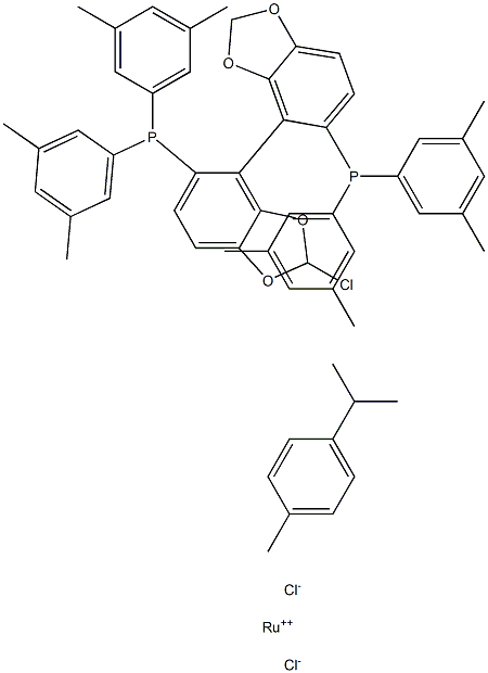 Chloro{(R)-(+)-5,5'-bis[di(3,5-xylyl)phosphino]-4,4'-bi-1,3-benzodioxole}(p-cymene)ruthenium(II)chloride 结构式