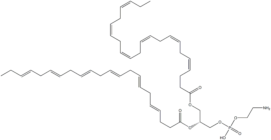 (2-アミノエトキシ)[(2R)-2,3-ビス[(4Z,7Z,10Z,13Z,16Z,19Z)-ドコサ-4,7,10,13,16,19-ヘキサエノイルオキシ]プロポキシ]ホスフィン酸 化学構造式