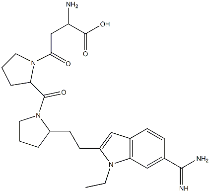 4-(2-(2-(2-(6-amidino-1-ethylindol-2-yl)ethyl)pyrrolidinylcarbonyl)pyrrolidinyl)-2-amino-4-oxobutanoic acid,,结构式