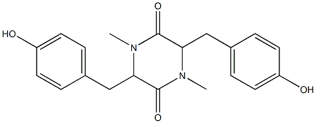 3,6-bis(4-hydroxyphenylmethyl)-1,4-dimethyl-2,5-diketopiperazine,,结构式