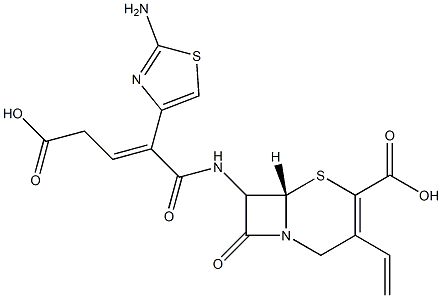 7-(2-(2-amino-4-thiazolyl)--4-carboxy-2-butenoylamino)-3-vinyl-3-cephem-4-carboxylic acid 结构式