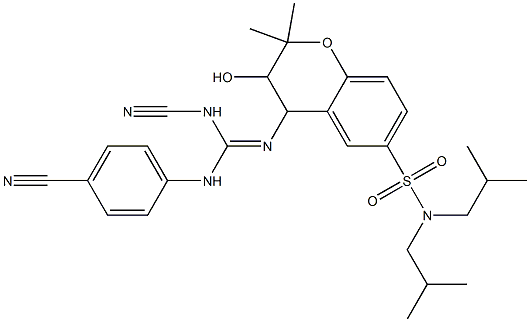  N-(4-cyanophenyl)-N'-cyano-N''-(3,4-dihydro-3-hydroxy-6-((N,N-diisobutylamino)sulfonyl)-2,2-dimethyl-2H-1-benzopyran-4-yl)guanidine