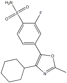 4-(4-cyclohexyl-2-methyloxazol-5-yl)-2-fluorobenzenesulfonamide 化学構造式