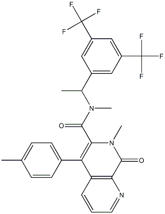 N-(1-(3,5-bis(trifluoromethyl)phenyl)ethyl)-7,8-dihydro-N,7-dimethyl-5-(4-methylphenyl)-8-oxo-1,7-naphthyridine-6-carboxamide Structure