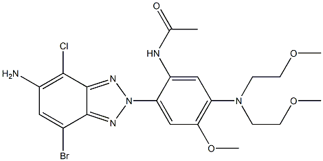 2-(2-(acetylamino)-4-(bis(2-methoxyethyl)amino)-5-methoxyphenyl)-5-amino-7-bromo-4-chloro-2H-benzotriazole,,结构式