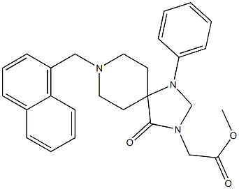 (8-naphthalen-1-ylmethyl-4-oxo-1-phenyl-1,3,8-triaza-spiro(4.5)-dec-3-yl)acetic acid methyl ester Structure