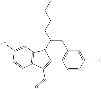 6-butyl-12-formyl-5,6-dihydro-3,9-dihydroxyindolo(2,1-a)isoquinoline,,结构式