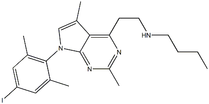 butyl(2,5-dimethyl-7-(4-iodo-2,6-dimethylphenyl)-7H-pyrrolo(2,3-d)pyrimidin-4-yl)ethylamine,,结构式