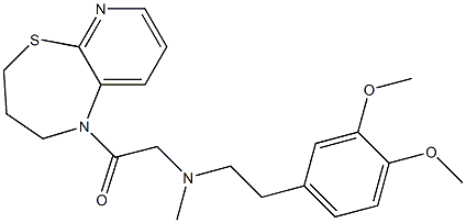 1-(N-(2-(3,4-dimethoxyphenyl)ethyl)-N-methylaminoacetyl)-1,2,3,4-tetrahydropyrido(2,3-b)(1,4)thiazepine 化学構造式