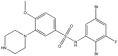 N-(2,5-dibromo-3-fluorophenyl)-4-methoxy-3-piperazin-1-ylbenzenesulfonamide Struktur