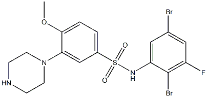 N-(2,5-dibromo-3-fluorophenyl)-4-methoxy-3-piperazin-1-ylbenzenesulfonamide 结构式