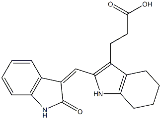 3-(2-(2-oxo-1,2-dihydroindol-3-ylidenemethyl)-4,5,6,7-tetrahydro-1H-indol-3-yl)propionic acid,,结构式