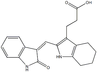 3-(2-(2-oxo-1,2-dihydroindol-3-ylidenemethyl)-4,5,6,7-tetrahydro-1H-indol-3-yl)propionic acid Structure