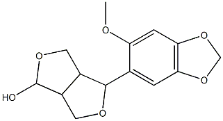 6-(2-methoxy-4,5-methylenedioxyphenyl)-3,7-dioxabicyclo(3.3.0)octan-2-ol 化学構造式