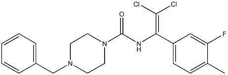 4-benzyl-N-[2,2-dichloro-1-(3-fluoro-4-methyl-phenyl)ethenyl]piperazine-1-carboxamide 结构式