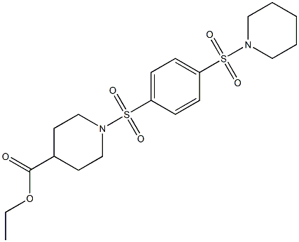 ethyl 1-[4-(1-piperidylsulfonyl)phenyl]sulfonylpiperidine-4-carboxylate 化学構造式