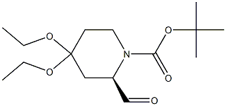 N1-BOC-(2R)-4,4-DIETHOXYPIPERIDINE-2-CARBOXALDEHYDE 化学構造式