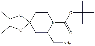 N1-BOC-(2S)-2-AMINOMETHYL-4,4-DIETHOXYPIPERIDINE Structure
