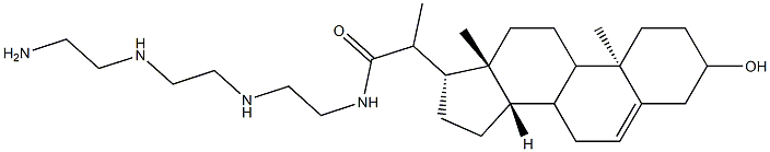 N-[2-[2-(2-aminoethylamino)ethylamino]ethyl]-2-[(10R,13R,14S,17R)-3-hydroxy-10,13-dimethyl-2,3,4,7,8,9,11,12,14,15,16,17-dodecahydro-1H-cyclopenta[a]phenanthren-17-yl]propanamide Struktur