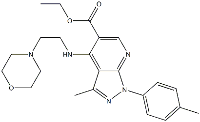 ethyl 3-methyl-1-(4-methylphenyl)-4-[(2-morpholinoethyl)amino]-1H-pyrazolo[3,4-b]pyridine-5-carboxylate Struktur