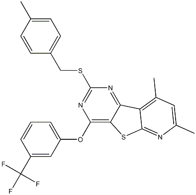 7,9-dimethyl-2-[(4-methylbenzyl)sulfanyl]-4-[3-(trifluoromethyl)phenoxy]pyrido[3',2':4,5]thieno[3,2-d]pyrimidine Struktur