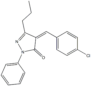 4-(4-chlorobenzylidene)-1-phenyl-3-propyl-4,5-dihydro-1H-pyrazol-5-one,,结构式