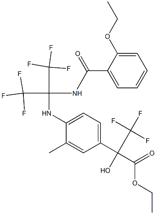 ethyl 2-(4-{[1-[(2-ethoxybenzoyl)amino]-2,2,2-trifluoro-1-(trifluoromethyl)ethyl]amino}-3-methylphenyl)-3,3,3-trifluoro-2-hydroxypropanoate Structure