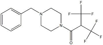 1-(4-benzylpiperazino)-3,3,3-trifluoro-2-(trifluoromethyl)-1-propanone Struktur