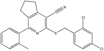 3-[(2,4-dichlorobenzyl)sulfanyl]-1-(2-methylphenyl)-6,7-dihydro-5H-cyclopenta[c]pyridine-4-carbonitrile Structure
