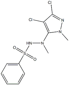 N'-(3,4-dichloro-1-methyl-1H-pyrazol-5-yl)-N'-methylbenzenesulfonohydrazide 化学構造式