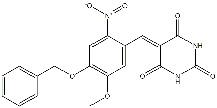 5-[4-(benzyloxy)-5-methoxy-2-nitrobenzylidene]hexahydropyrimidine-2,4,6-trione,,结构式
