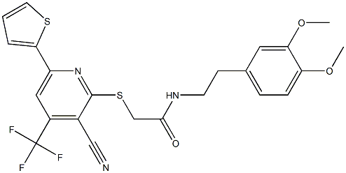 2-{[3-cyano-6-(2-thienyl)-4-(trifluoromethyl)-2-pyridinyl]sulfanyl}-N-(3,4-dimethoxyphenethyl)acetamide