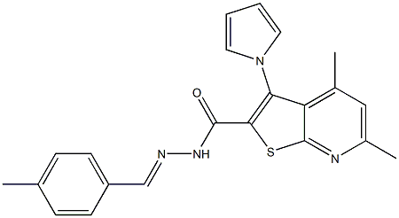 4,6-dimethyl-N'-[(E)-(4-methylphenyl)methylidene]-3-(1H-pyrrol-1-yl)thieno[2,3-b]pyridine-2-carbohydrazide