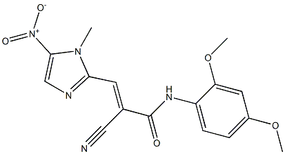 N1-(2,4-dimethoxyphenyl)-2-cyano-3-(1-methyl-5-nitro-1H-imidazol-2-yl)acrylamide,,结构式