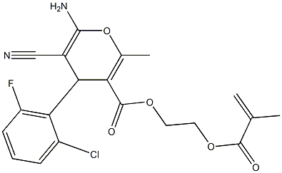 2-(methacryloyloxy)ethyl 6-amino-4-(2-chloro-6-fluorophenyl)-5-cyano-2-methyl-4H-pyran-3-carboxylate Struktur
