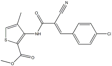 methyl 3-{[3-(4-chlorophenyl)-2-cyanoacryloyl]amino}-4-methylthiophene-2-ca rboxylate Struktur