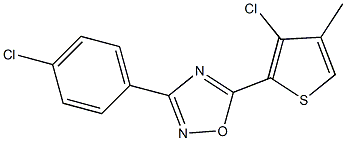 5-(3-chloro-4-methyl-2-thienyl)-3-(4-chlorophenyl)-1,2,4-oxadiazole,,结构式