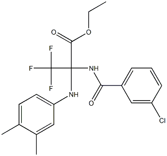 ethyl 2-[(3-chlorobenzoyl)amino]-2-(3,4-dimethylanilino)-3,3,3-trifluoropropanoate 结构式