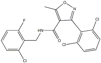 N4-(2-chloro-6-fluorobenzyl)-3-(2,6-dichlorophenyl)-5-methylisoxazole-4-carboxamide 化学構造式